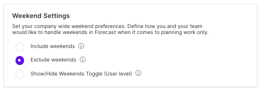Image Weekend Settings